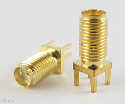 100pcs SMA RF Female Board Mount Coaxial Long Thread Connector Length 16.6mm