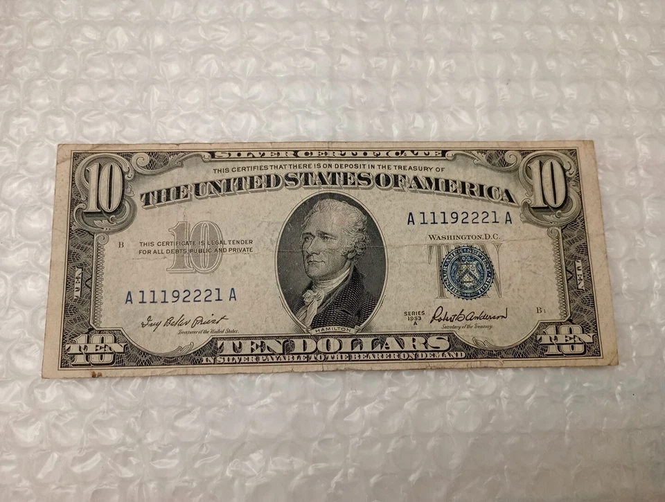 USA~1953 Federal Reserve Note~ $10 Dollars~ Special Series Number~ #1 (X4) In It - Image 2 of 4
