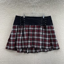 Vintage Tripp NYC Plus Size Pleated Mini Skirt 20 Red Plaid Mall Goth Punk Cyber
