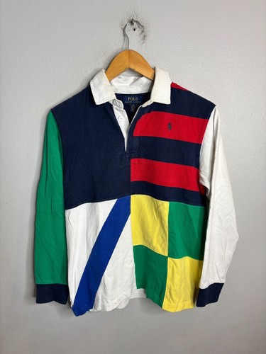 Polo Ralph Lauren Button Color Block Long Sleeve Shirt Boys Size L 5712 - Bild 1 von 6