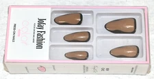 Black & Brown Design Almond Shaped Short Press On Nails New In Box