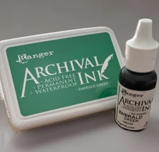 Ranger Archival EMERALD GREEN Ink Pad & Reinker Permanent/Waterproof/Acid Free