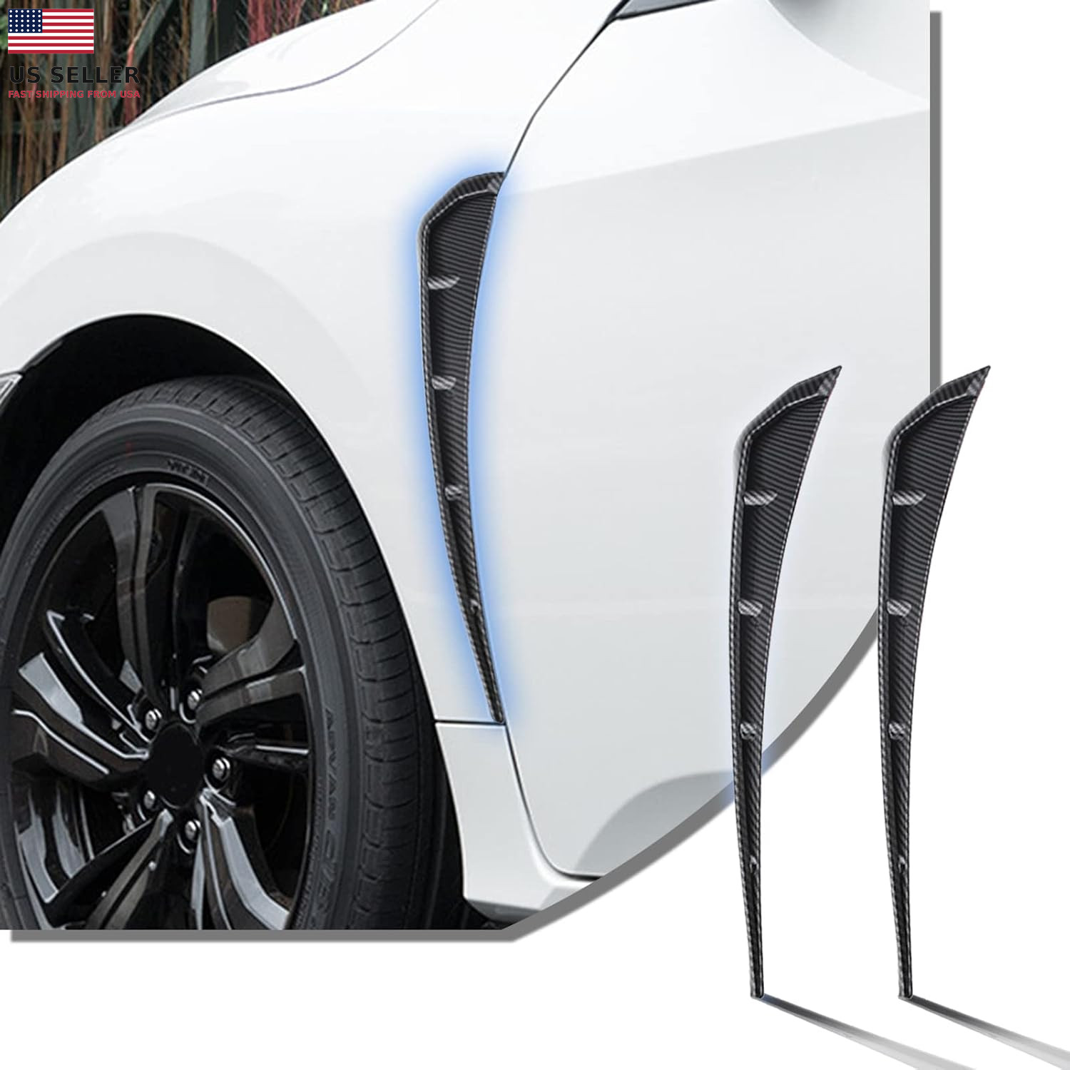 2 PCS Car Fender Side Vents, ABS Carbon Fiber Spoiler, Fender Decorativ