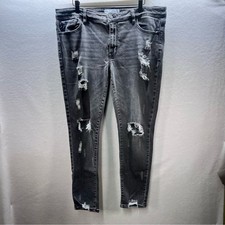 KanCan Distressed Mid Rise Skinny Jeans Womens 1XL Denim Stretch Black 2887