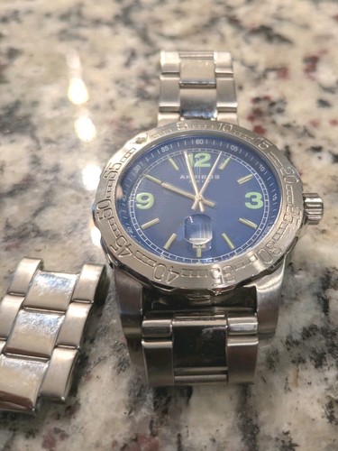 Akribos XXIV Watch Men Chronograph 42mm Silver Tone Date Blue Dial AK625SSB - Picture 5 of 6