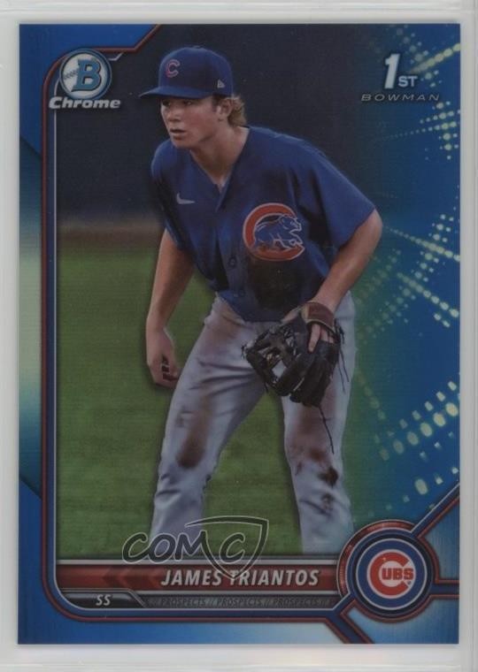 2022 Bowman Chrome Prospects Blue Refractor 75/150 James Triantos #BCP-208 1lw4