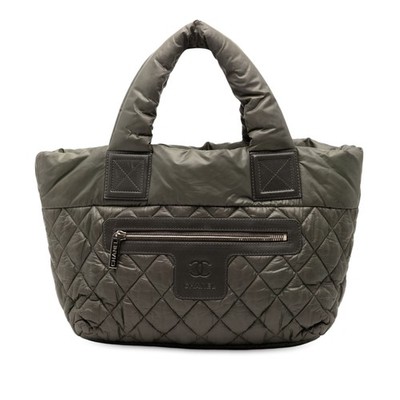 Chanel Small Quilted Nylon Coco Cocoon Einkaufstasche Pre-Loved Olivgrün