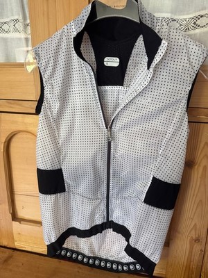 Fahrradweste Damen, dünne Fahrrad-Windweste Damen mit  polka dots