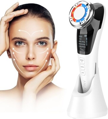 ANLAN 5 in 1 Gesichtsmassagegerät EMS Vibration Rote Blaue Lichttherapie