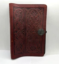 Oberon Design Genuine Leather Journal Cover Irish Celtic Pewter Button (READ)