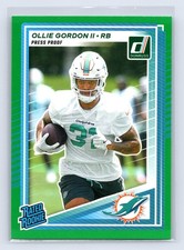 OLLIE GORDON II 2025 Panini Donruss Green Press Proof Rated Rookie #394 Dolphins
