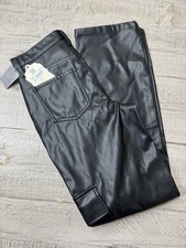 NWT Altar'd State Black Faux Leather Cargo Pants Size 26 / 3 High Rise Straight