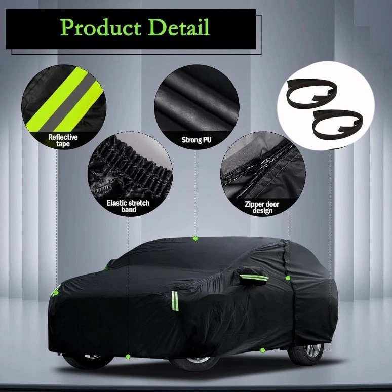 Car Cover All Weather for Nissan X-TRAIL Black 190T-PU with Left Zipper Foto 4 de 4