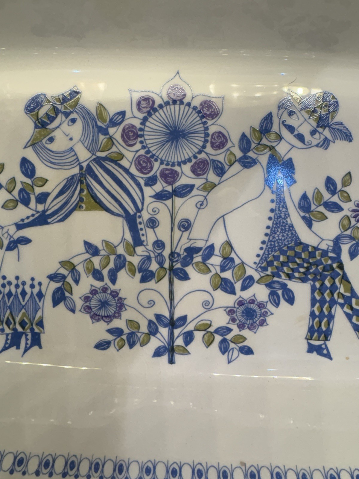 Vtg 1960 Figgjo Lotto Tori Design 13.5x7.75” 2 Handled Norway Serving Dish