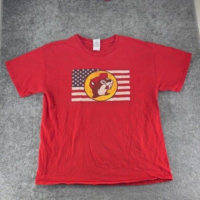 Gildan Buc-ee s Bucees Short Sleeve Shirt Mens Size L Born In USA Flag America