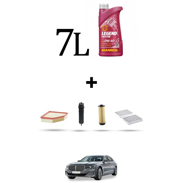Hoffcar Set Service 4 Filter Und 7L ÖL FüR BMW Serie 7 (G11, G12) 730D 195Kw Da-image