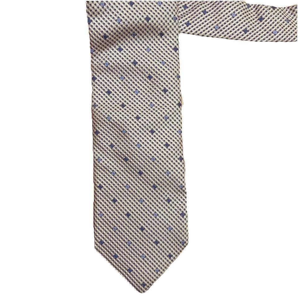 Corbata Robert Talbott Estate moderna púrpura y blanco tejida seda azul detalles 60x3,25 Foto 2 de 4