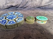 Vintage Lot (GOOD CONDN) Chinese Porcelain Enamel Ring Trinket Jewellery Box