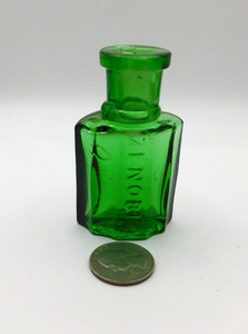 STUNNING VICTORIAN FANCY FLUTED GREEN PERFUME EMBOSSED, ZENOBIA