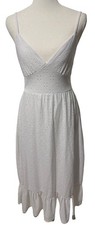 Chic White Resort Cottagecore Bohemian Eyelet Midi Dress Sz Small Flowy Cruise