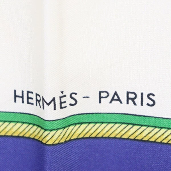 HERMÈS B Hermes Sciarpa Carrozza 90 Les Voitures A Trasformazione Cappuccio Pieghevole Carrozza Bl