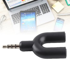 Black 3.5mm 2 Female To 1 Male U Shape Headset Splitter Adapter Aluminium Alloy