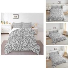 Feelyou Gray Leopard Duvet Quilt Queen Size Cheetah Comforter Set Kids Boys