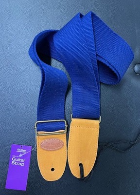 On-Stage Model # GSA30BL Seatbelt Guitar Strap with leather ends ,Blue
