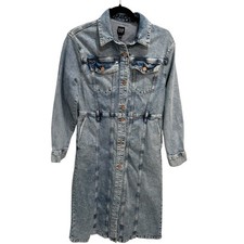 Gap Denim Button-Up Long Sleeve Dress Cowgirl Western Rodeo Size Small