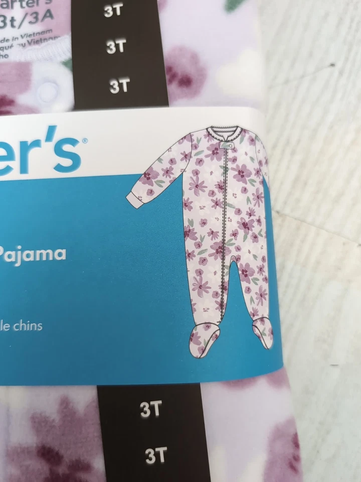 Pijama Carter's Niñas Polar Cierre de Cremallera Manga Larga Footie Púrpura Talla 3T BR4 Foto 3 de 4