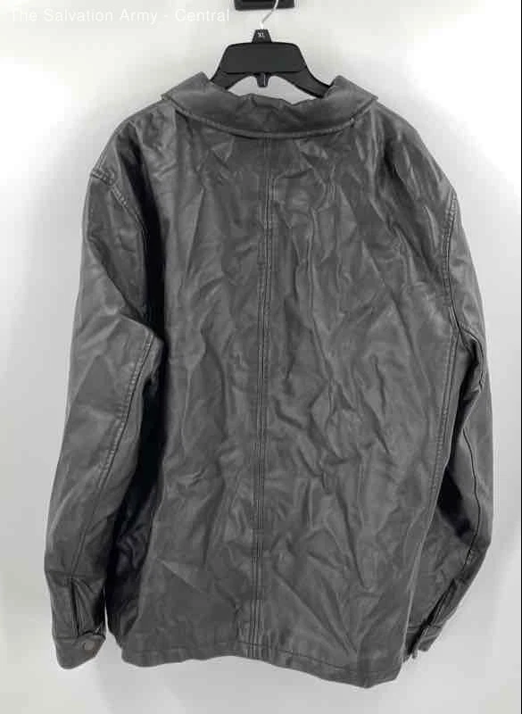 Dockers Mens Black Leather Long Sleeve Spread Collar Full-Zip Jacket Size 2XL - Image 2 of 4