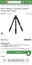 Benro TMA38CL Long Series 3 Mach3 Carbon Fiber Tripod + Manfrotto MHXPRO-3WG