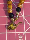 Vintage Glass Quartz Agate Bead Necklace Mosaic Pendant Carved Mother Pearl 30" — photo 6