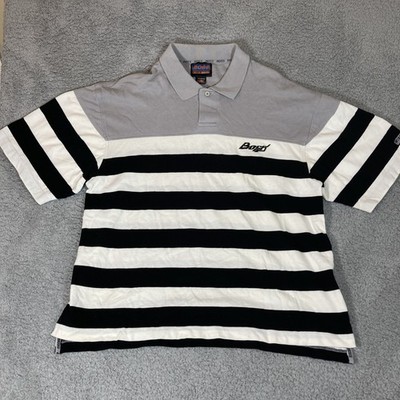 Vintage BOSS by IG Design Men Rugby Polo XXL Y2K Streetwear Gray Black White
