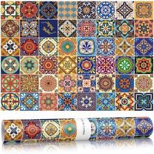 10 Sheets Mexican Talavera Tiles Drawer Liners for Dresser 19.5 x 14 Inches M...