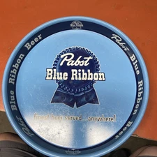 RARE BEER TRAY LARGE Script Vintage Pabst Blue Ribbon Finest Beer Served Baby bl