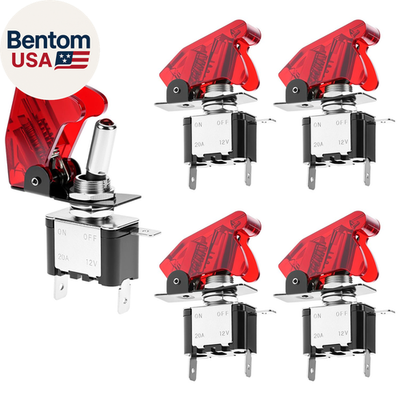 #ad 12V LED Toggle Switch with Safety Cover 5 Sets Heavy Duty 20A SPST On Off 3 Pin $17.54