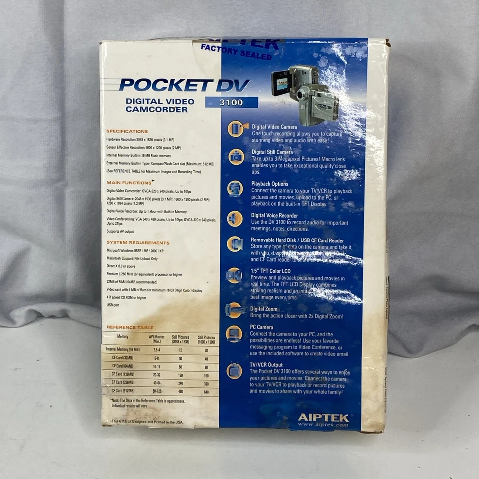 NEW Aiptek Pocket DV 3100+ 3.1 MP Digital Video Zoom Camera IN BOX - Image 2 of 4