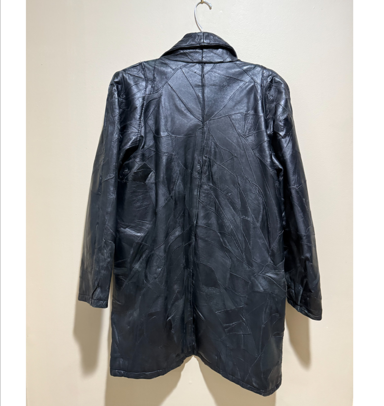 90s Leather Mosaic Patchwork Jacket Coat Italian … - image 10