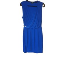 A&G Bright Blue Jersey Mini Dress Embellished Waist Detail Evening Size M 12