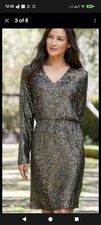 NWOT Karen Kane Brown All Over Sequin Dress Lined V-neck Long Sleeve Small $190
