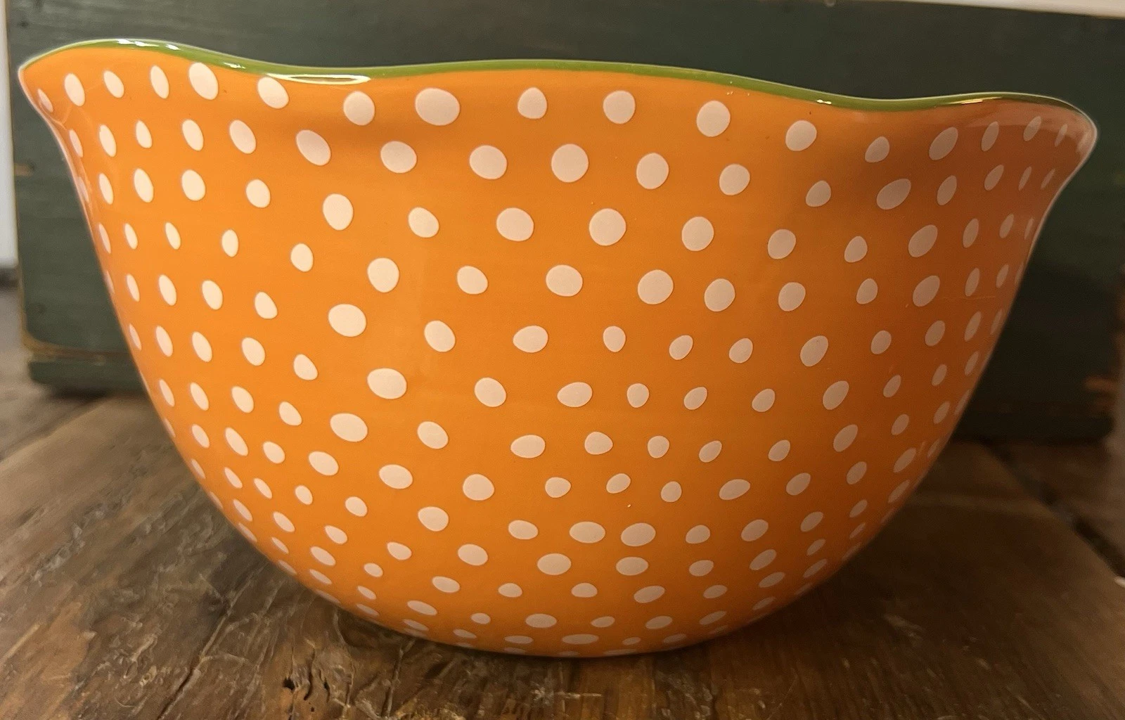 Pioneer Woman FLEA MARKET Nesting Serving Mixing Bowl 9" Orange Polka Dots