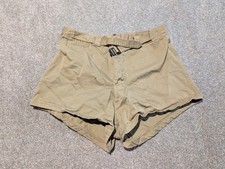 WW2 US Military Shorts 31 Belted Swim Scuba Trunks Khaki 1940s Button Fly Navy