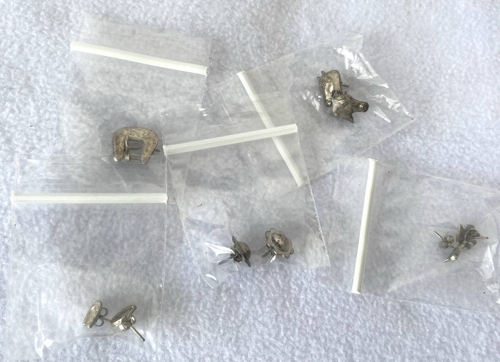 4 PAIR Solid STERLING Silver Vintage Post EARRING… - image 11