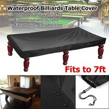 7ft Heavy Duty Waterproof Billiard Snooker Pool Table Dust Cover Protector Black
