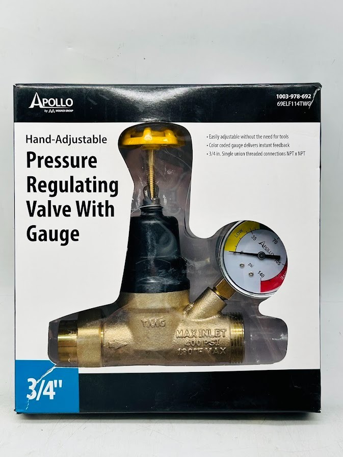 Apollo 69ELF114TWG Pressure Reducing Valve with Gauge