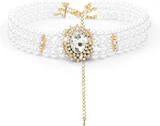 Pearl Necklace for Women,Rhinestone Necklace Pearl Choker Trendy Tennis Chain Fa