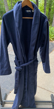 L.L. Bean Women's XL PETITE Navy Blue Plush Cozy Warm Bath Robe