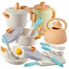 Kids Play Kitchen Toys Accessories, Pretend Play Cooking Cookware Set Kitchen