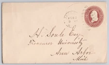 Ann Arbor, Michigan 2c postal stationery, embossed Washington indicia